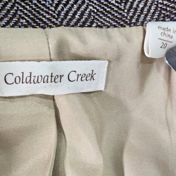 Coldwater Creek Brown Gray Herringbone Metallic Blazer Academia Preppy - Picture 6 of 9